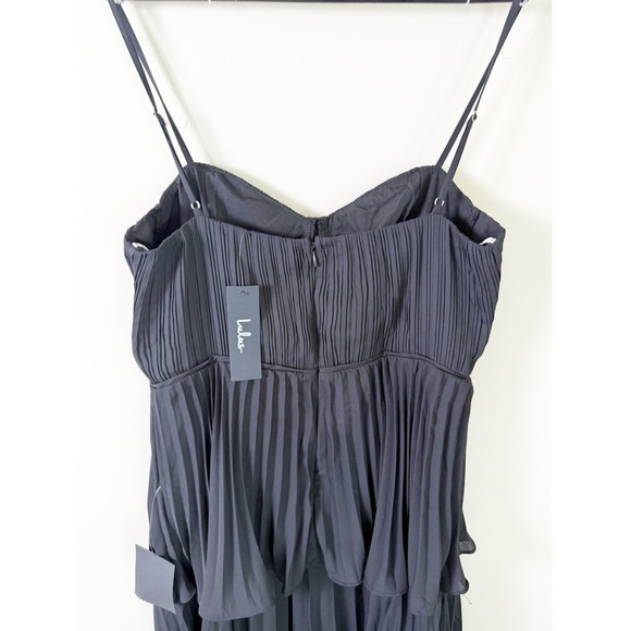 NWT Lulus Cascading Crush Black Tiered Bustier Midi Dress Large - Picture 12 of 15